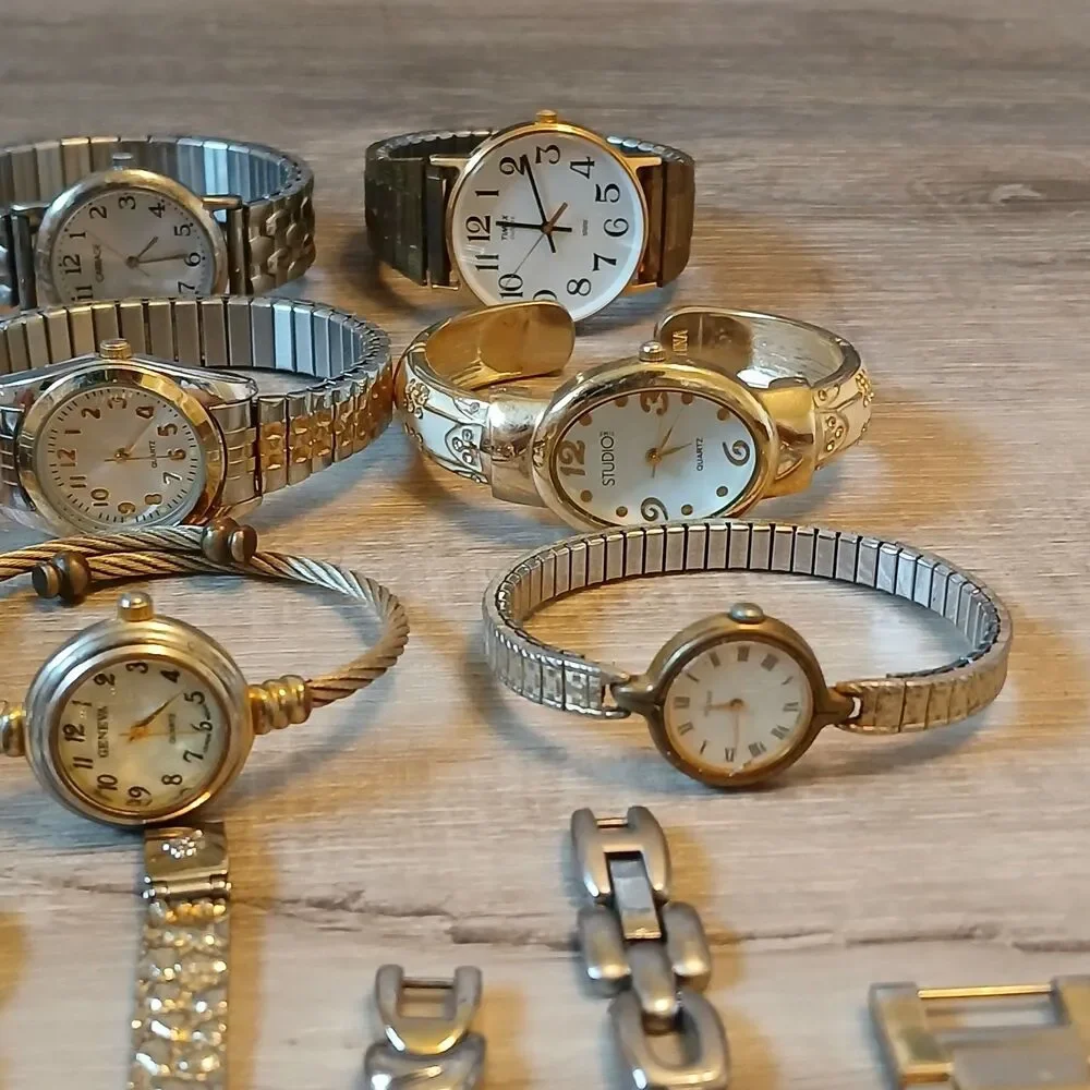 Lot 35+ Watches Parts/Repair ALL Metal Timex Fossil Chico's NY&C Rumours Lorus